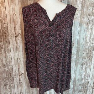 Eddie Bauer Gray & Pink Sleeveless Blouse size 2XL